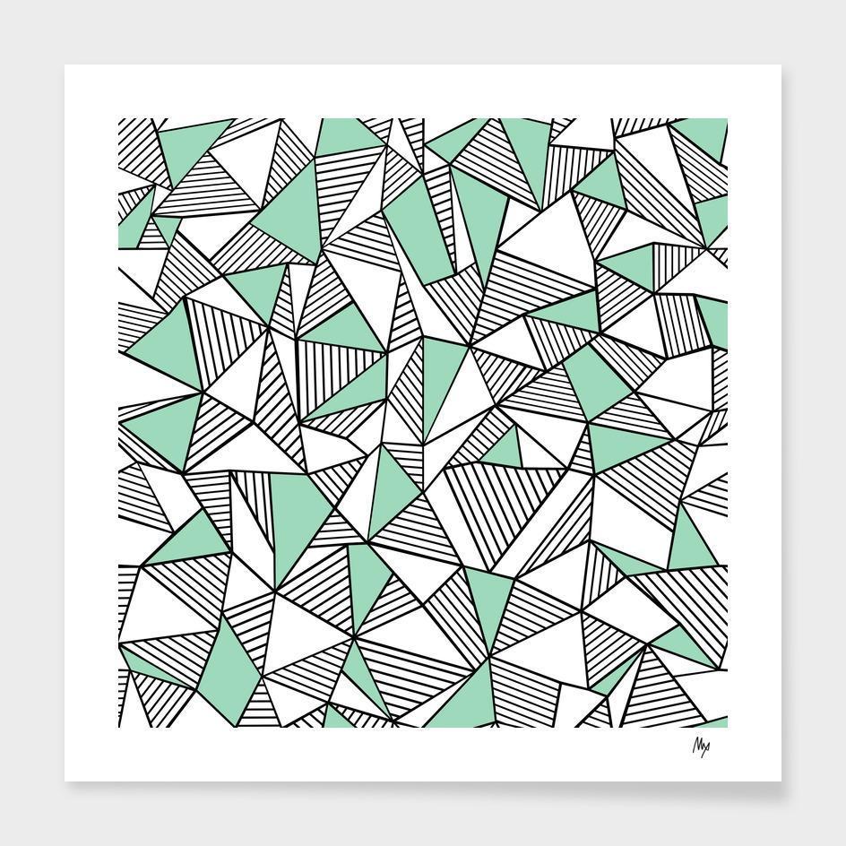 Abstract Lines Cushion/Pillow - mint/black/white