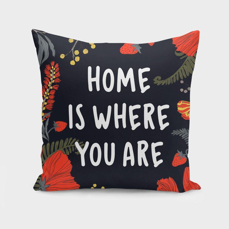 Home is where you are Pillow - red/black/white